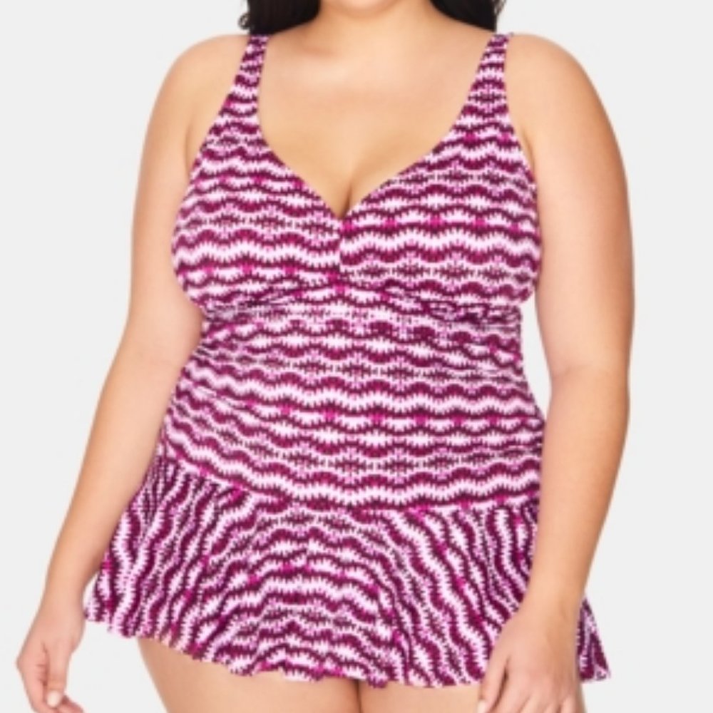 Swim Solutions Plus One Piece Swim Dress - Picture 2 of 8